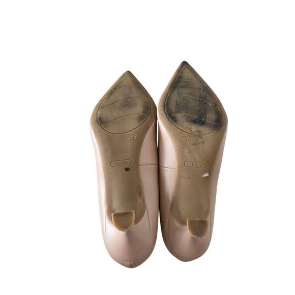 Nine West Pumps Leather Pointed Toe Blush Size 8.5 Slip On Heels
